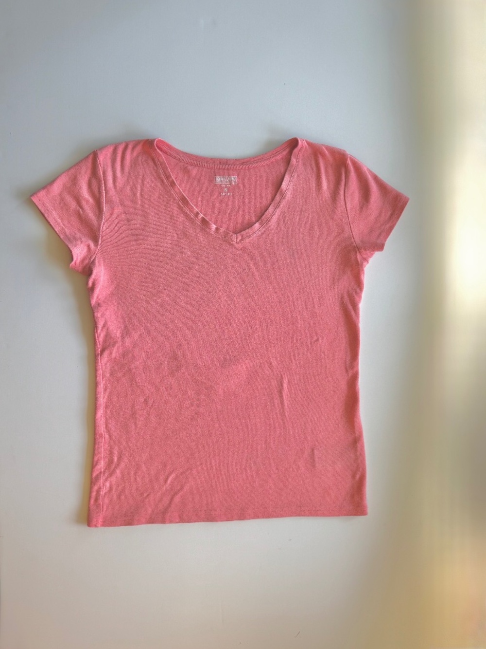 100% Cotton V-neck T-shirt Pink - (Size Med